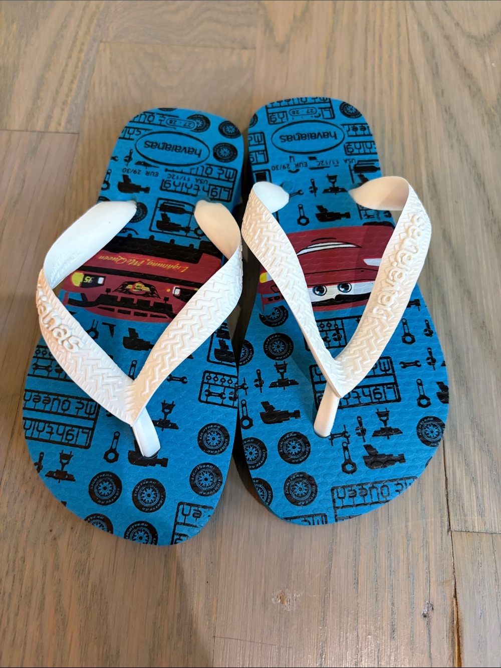 Havaianas Kids Blue Character Flip Flops with White Straps